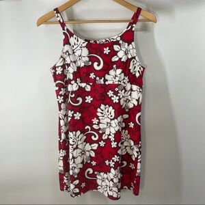 Hinalea | Hawaiian Floral Red Aloha Spaghetti Strap Mini Dress Medium 7/8